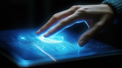 Poster - Hand Interacting with Futuristic Technology