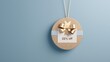 © CHOI POO - Gift Tag 22% Off: A simple yet elegant gift tag with a gold bow and 22% off label hanging on a string against a soft blue background, perfect for showcasing sales and promotions.