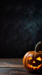 Wall Mural - halloween pumpkin on a wooden background