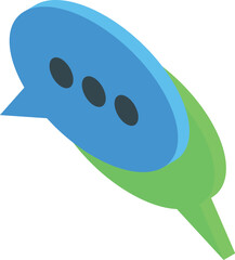 Poster - Blue chat bubble is overlapping a green one, symbolizing an ongoing digital conversation