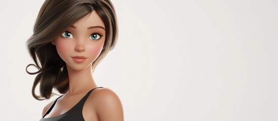 3D Cartoon Character of a Beautiful Young Woman