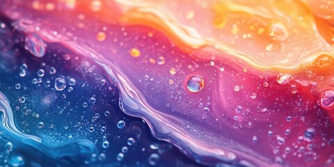 Wall Mural - Abstract Swirling Liquid with Bubbles and Vibrant Colors