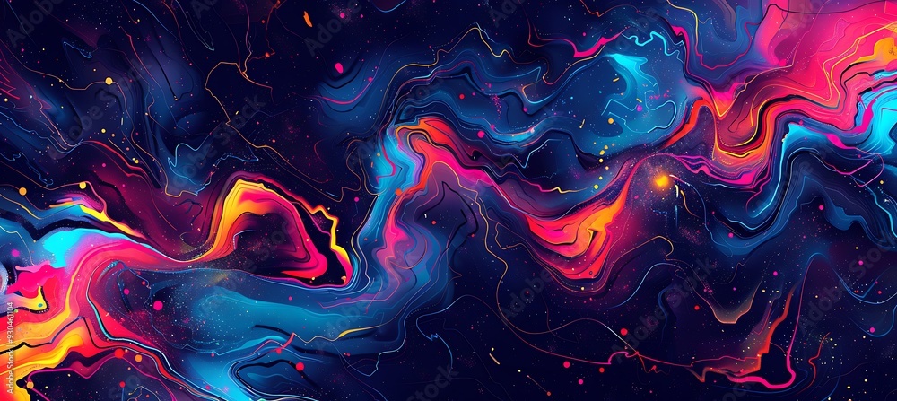 Geometric Shapes on a Neon Background