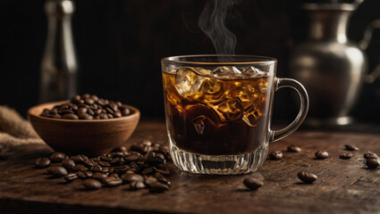 Wall Mural - A cup of iced coffee brewed using pure, unmixed coffee beans.