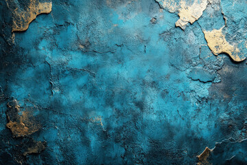 Azure Echoes: A captivating texture of aged blue concrete whispers tales of time, accented by shimmering gold veins.