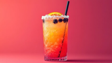 Canvas Print - Vibrant Cocktail with Citrus and Berries