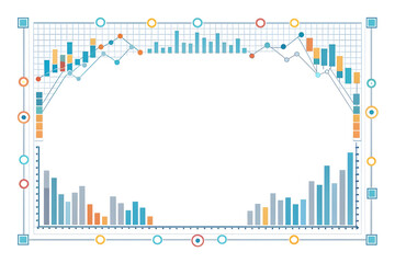 Flat AI Powered Predictive Analytics Frame - Smart Business Concept with Data Graphs and Algorithmic Patterns, Precision Design, Simple Vector Illustration for Technology Websites and Presentations