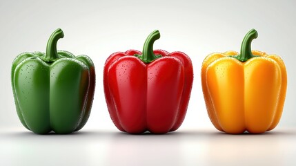 Sticker - Vibrant Bell Peppers: Green, Red, and Yellow Trio