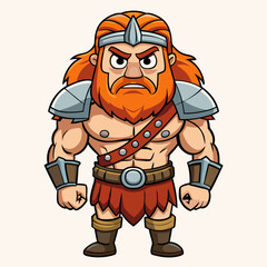 cartoon  illustration of barbarian