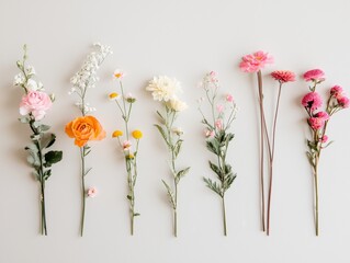 Poster - Elegant Floral Design with Varied Flowers on Light Background – Perfect for Invitations and Artwork