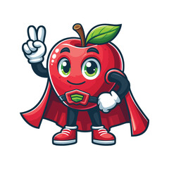 Wall Mural - mascot Superhero apple design waving hand with cloak costume vector