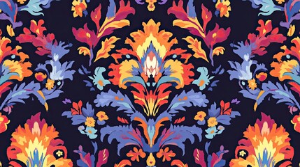 Ikat floral paisley embroidery seamless pattern on background. Ikat ethnic flower oriental pattern traditional. Aztec style abstract vector illustration. design for ikat floral fashion fabric,clothing