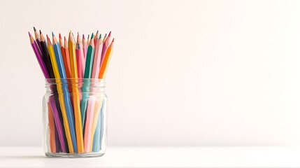 A jar full of colorful pencils