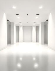 Wall Mural - Pushing in toward the open bottom floor isolated with white highlights, png