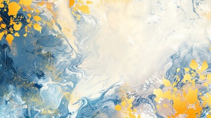 Wall Mural - Intricate spring design with yellow blue coral marble