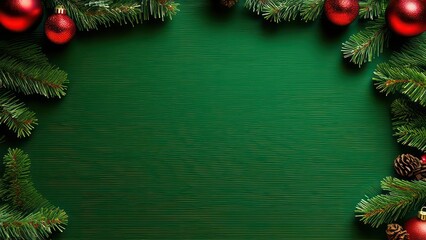 green christmas decoration background with empty space