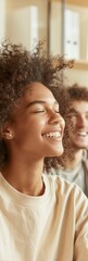 Poster - Young Diverse University Students Studying Together in Dormitory Lounge, Smiling and Collaborating, Daytime, Positive and Inclusive Atmosphere
