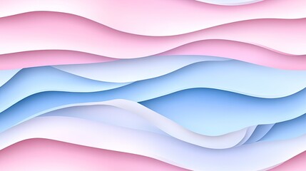 Wall Mural - A serene blend of pastel colors forms a soft abstract design with gentle curves, creating a tranquil atmosphere with minimalistic elements SEAMLESS PATTERN