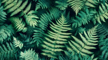 Poster - Lush Green Fern Fronds Close-Up