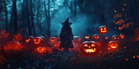 Witch in a Spooky Halloween Forest created by ai