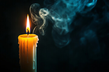 Leinwandbilder - A candle is lit and the smoke is rising