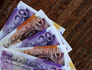 British pounds close up. The national currency of Great Britain