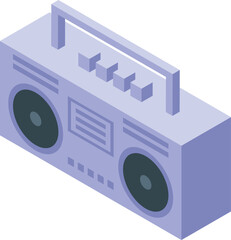 Poster - Vintage boombox playing music icon, isometric style