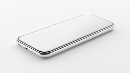 Wall Mural - A close up of a silver cellphone sitting on top of white surface, AI