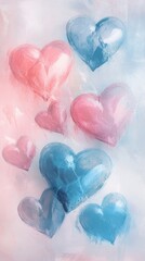 Wall Mural - Hearts floating in a sea of pastel colors