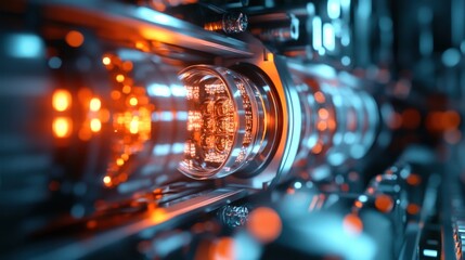 Poster - This setup features a quantum processor with vibrant glowing elements, highlighting its advanced technological design and intricate circuitry