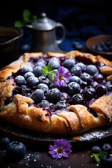 blueberry galette, with a flaky, buttery crust and a burst of sweet blueberry filling