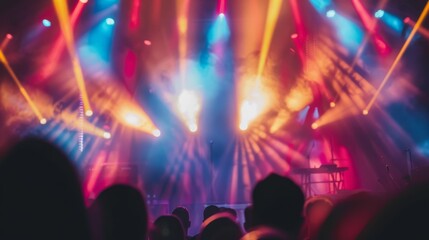 Poster - Concertgoers enjoying a show with colorful stage lights