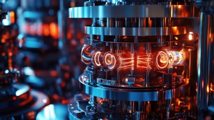 Poster - The quantum processor operates, displaying vivid energy patterns against a backdrop of sophisticated machinery