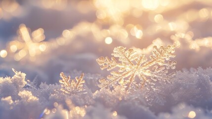 Aufkleber - Detailed snowflakes sparkling in winter sunshine