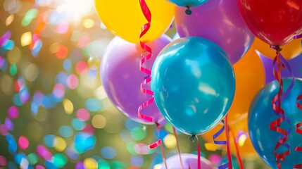 Aufkleber - Festive event with colorful balloons and streamers