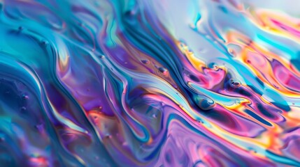 Poster - Fluid motion of iridescent paints creating an abstract texture