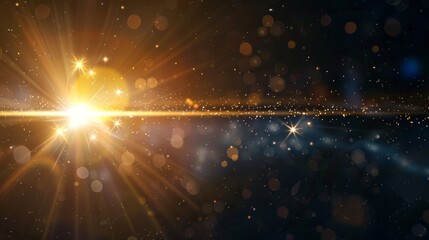 Poster - Glowing light flare with lens effects in the night sky