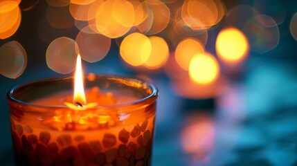 Poster - Glowing candles with an aura of mysterious light