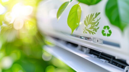 Poster - Heating and air conditioning inverter with eco-friendly labels and certifications