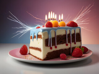 Wall Mural - birthday cake with candles