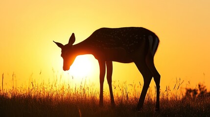 Canvas Print - Silhouette of a Deer at Sunset