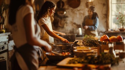 Cooking Together in a Kitchen