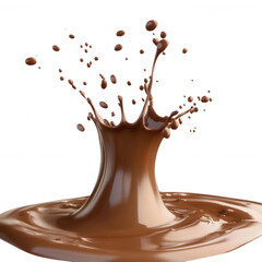 A stunning splash of rich chocolate, captured in mid-air, transparent background