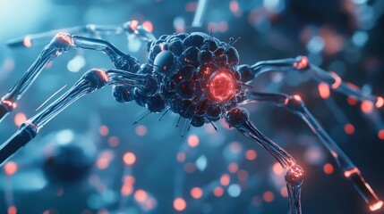 Poster - Nanobots navigate through a high-tech medical setting to deliver essential medication to target areas within the body