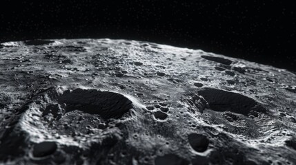 Poster - Rocky moon surface with craters and dusty landscape