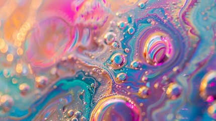 Poster - Soap bubble textures blending with vibrant iridescent paints