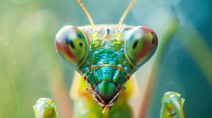 Close-up Portrait of a Praying Mantis with Striking Eyes