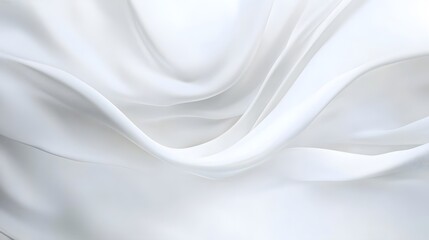Poster - Delicate, smooth fabric flows softly, creating gentle waves against a serene white backdrop, conveying a sense of tranquility and elegance