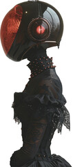 Mythical gothic girl in a helmet Art collage, modern design Cutout