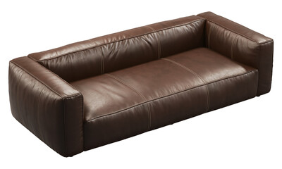 Wall Mural - Modern brown leather upholstery sofa with. 3d render.